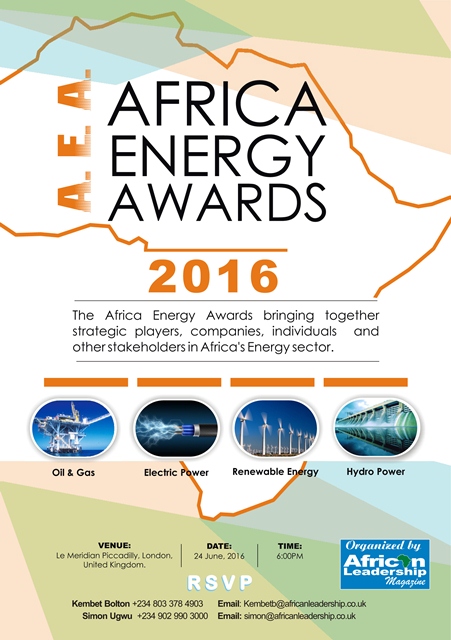 The Africa Energy Awards; 2016 – Le Meridian Piccadilly; London UK