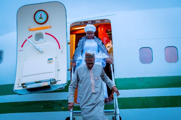 President Buhari, Aisha Arrive New York For UNGA