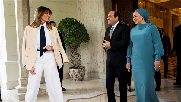 Egypt’s Sisi receives US first lady Melania Trump at Ittihadeya palace