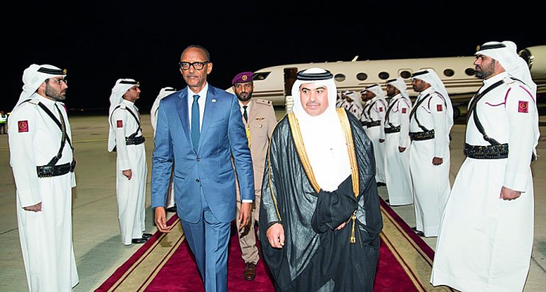 President of Rwanda arrives in Doha