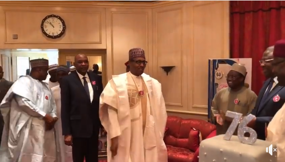 President Buhari cuts Birthday Cake in Aso-rock as he turns 76