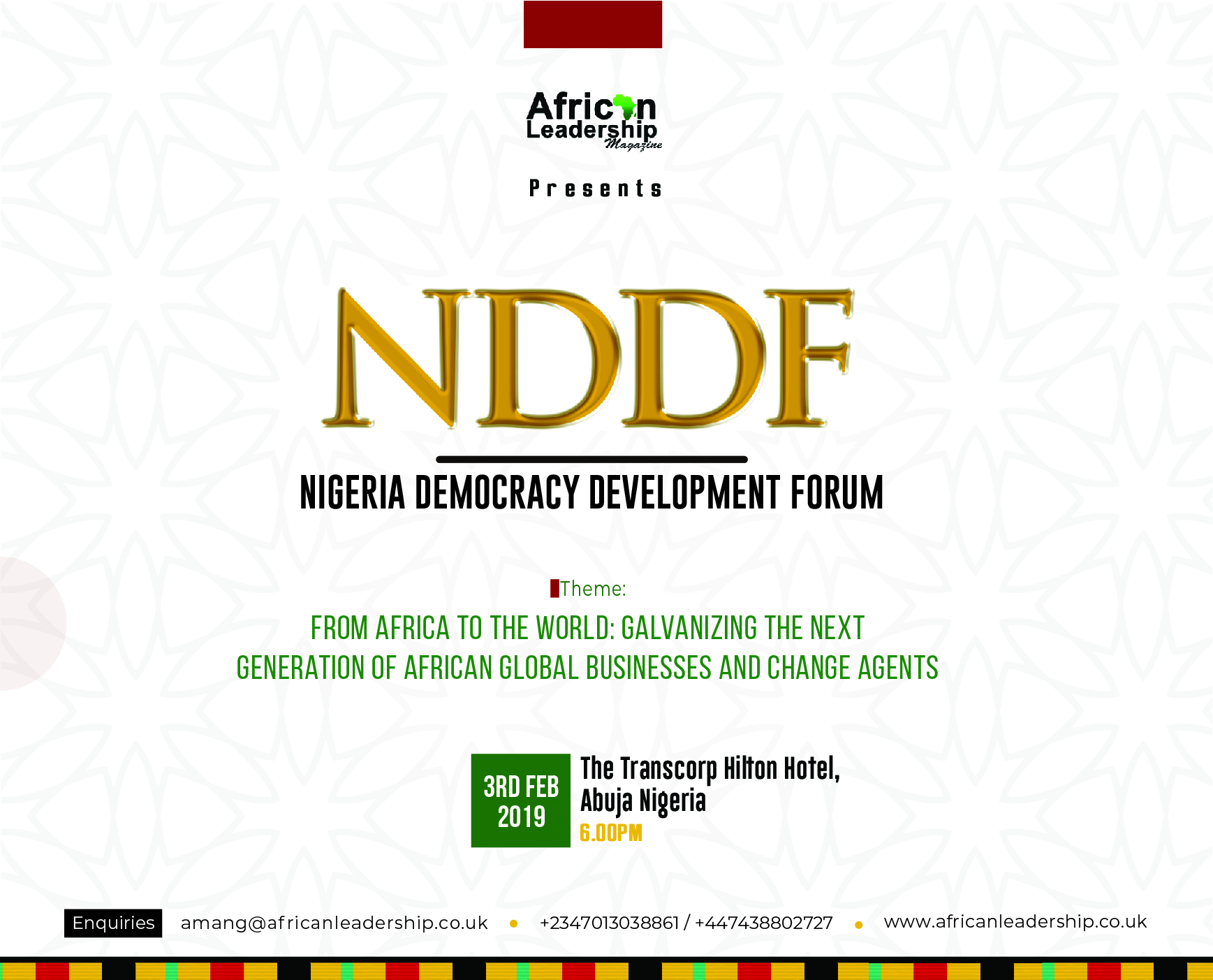 Abuja to host The Nigeria Democracy & Development Forum, 2019