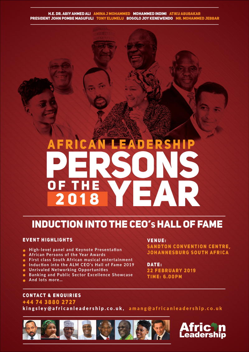 AFRICAN LEADERSHIP MAGAZINE PERSONS OF THE YEAR AWARD & INDUCTION INTO THE CEOS HALL OF FAME, JOHANNESBURG-2019