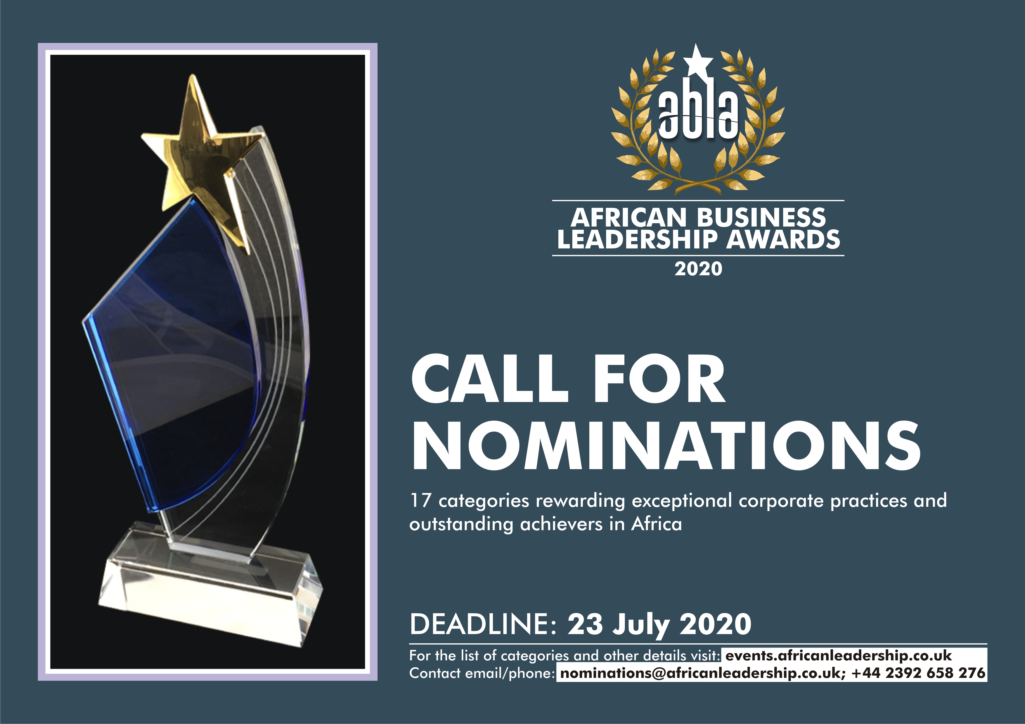African Leadership Magazine Call for Nominations into 17 Categories of The African Business Leadership Awards 2020