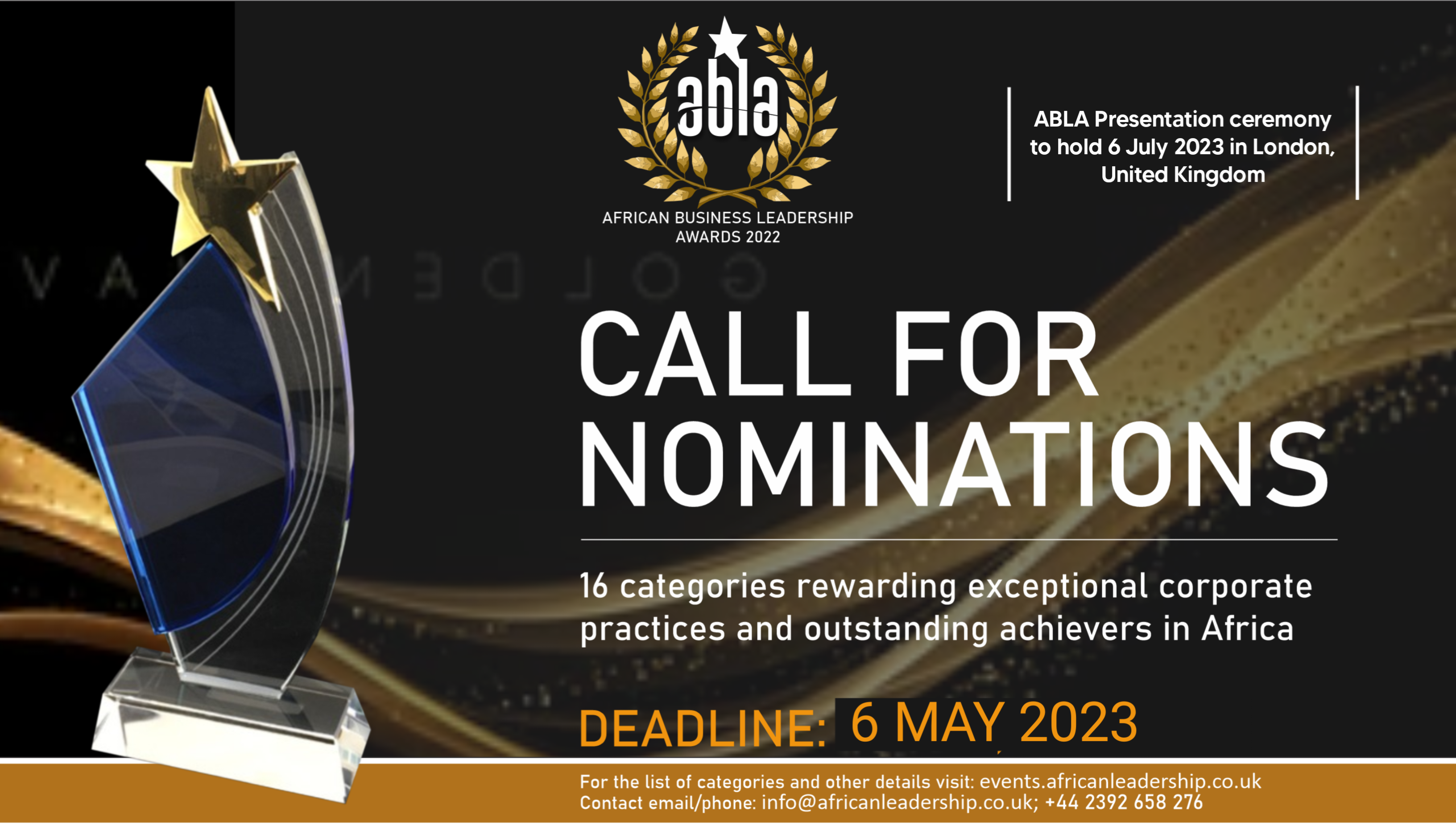 CALL FOR NOMINATIONS FOR AFRICAN BUSINESS LEADERSHIP AWARDS (ABLA) 2023