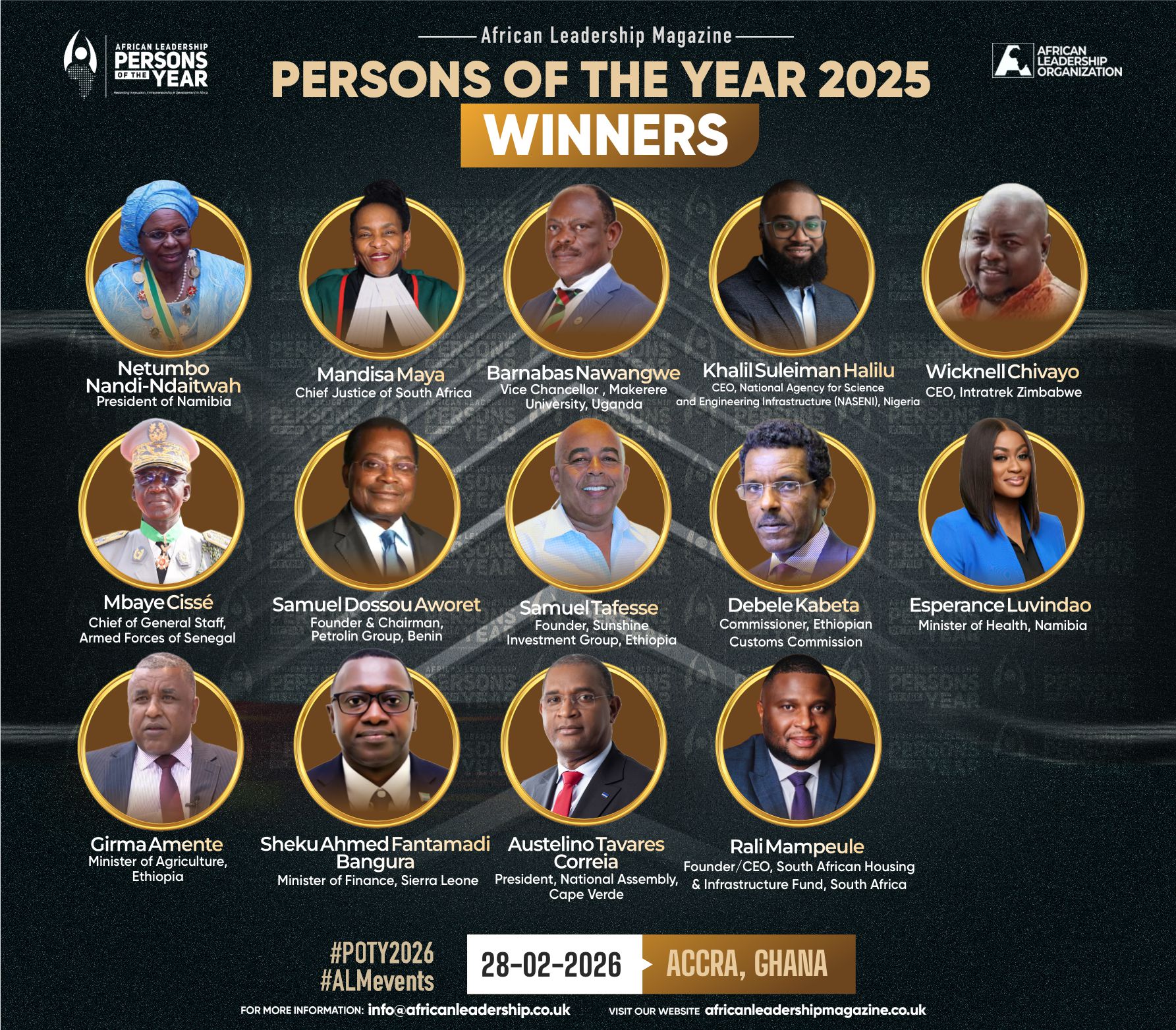 BREAKING: NETUMBO NANDI-NDAITWAH, MANDISA MAYA, OTHER LEADERS NAMED AFRICAN LEADERSHIP MAGAZINE PERSONS OF THE YEAR 2025